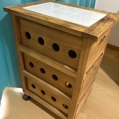 【北欧風☆木製3段収納箱☆キャスター付き】の画像