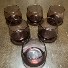 【昭和レトロ】カラーグラス　紫　ブランデーグラス×6客　ロックグラス　ワインにもの画像