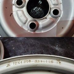 スチールホイール 12インチ 4本 4J4HPCD100約+40 軽トラ 軽バン　(VHX209)の画像