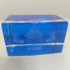 クリスタルガラス 彫刻 置物 オブジェ 名古屋城　の画像