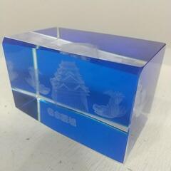 クリスタルガラス 彫刻 置物 オブジェ 名古屋城　の画像