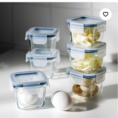 IKEA イケア 保存容器 ふた付き, 正方形/ガラス, 180 ml