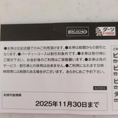 ビッグエコー 割引券の画像