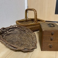 ヴィンテージ  カゴ 編みかご 蚤の市 昭和レトロ アンティーク...