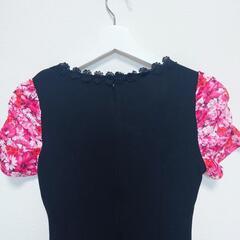 dazzy 谷間魅せ花柄刺繍ピュアホワイトレイヤード風袖付きタイトミニドレス Sの画像