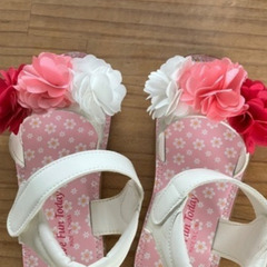 お値下げ　おんなの子甚平とサンダル　120  18cmの画像