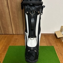 キャディバッグ ブラック/ホワイト ストライプデザインの画像