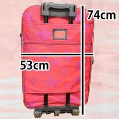 【訳あり】スーツケース トランク 旅行カバン かわいい花柄 赤 脚折れ ダイヤル機能不全 海外購入の画像