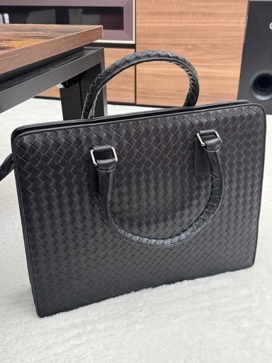 新品TIDING ビジネスバッグ 編み込みレザー黒