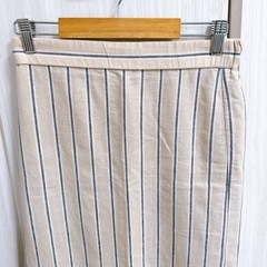 GU タイト　ロングスカート　ストライプ　M 麻　リネンの画像
