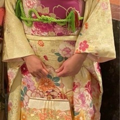 成人式振袖フルセット 花柄 黄色 ピンク 着物 帯セット