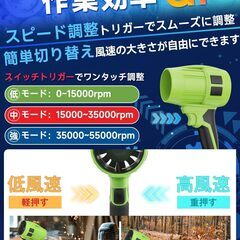 ブロワー 強力 洗車【新昇級版モデル 】PSE認定 6500mAh大容量バッテリー 2個搭載 55000RPM マキタ電池互換 高速回転 無段階変速 軽量 コードレス ブロワー 60m/s大風速最強ブロワー 強力 耐久性 12枚大ファンブレードターボブロワーの画像