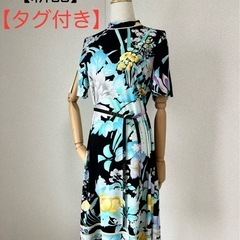 【新品タグ付き】LEONARD 半袖　膝丈ワンピース40サイズ