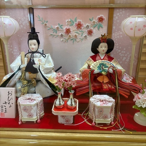 【美品】雛人形 女の子 キッズ ２点セット ライト付き