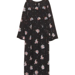 リリーブラウンクロス刺繍ロングワンピース