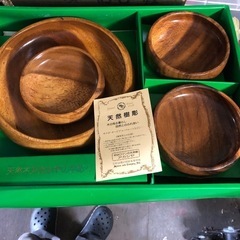 木製盆、大、1 小、5セット