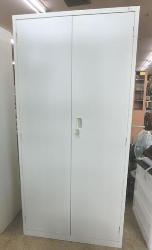 ①スチール書庫 W88D38H186 5段 鍵2本付き 白系 両開き書庫 ホワイト ALZ-H36 幅880×奥行380×高さ1860mm 札幌 西野店