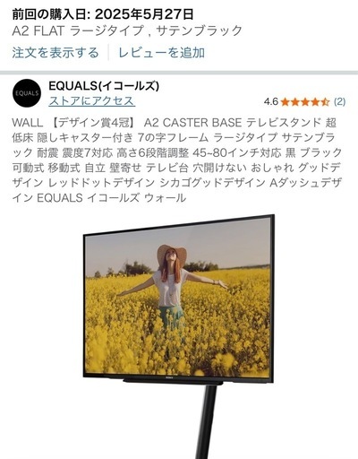 【新品未使用】WALL テレビスタンド A2フラットラージタイプ