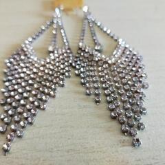キラキラネックレスとピアスの画像