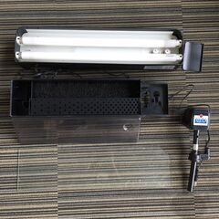 ○【通電確認済】水槽ライト＆ポンプ カラーライト600・2灯付5...