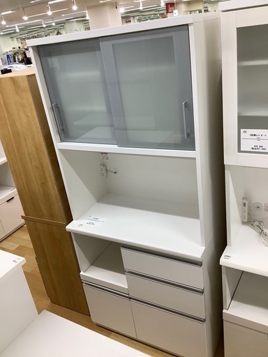 【トレファク　ラパーク岸和田店】松田家具　レンジボード　スライド扉　モイス加工　フルオープン