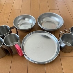 アウトドア　BBQ  キャンプ　ステンレス食器　3種　4枚セット　