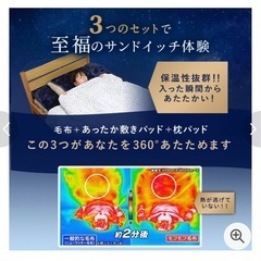 西川ラビットファー毛布、敷きパッド、枕カバー三点セットの画像