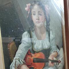 バイオリンを持つ少女 奥龍之介 1984年 絵画の画像