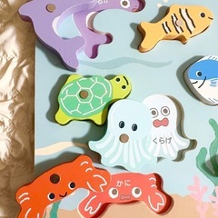 ☆木製パズル☆魚釣り　玩具　スリーコインズの画像