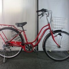 E339　★限定特価★ 中古自転車 【　26インチ　赤　ママチャ...