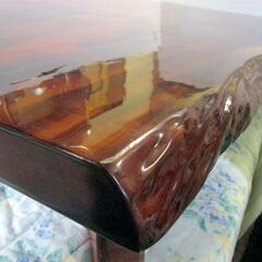 506014 / 座卓 外寸約152×80～94×33cm 板厚約6cm 一枚板 天然木 / 中古品 ※お引取限定の画像