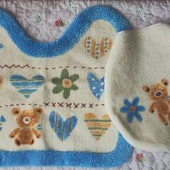 トイレカバー、マットセット(青)の画像