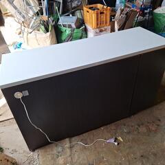 ★わけあり大特価★ワイドレンジボード　★大容量★ホワイト天板★ダークブラウン★　※中央中板欠品※の画像