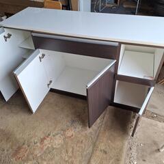 ★わけあり大特価★ワイドレンジボード　★大容量★ホワイト天板★ダークブラウン★　※中央中板欠品※の画像