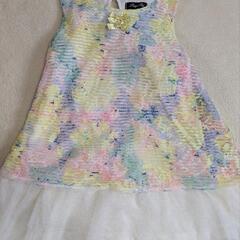 130センチ　チュニック　2枚　おそろい　女の子　チュール　リゾート　ワンピース　リボン　レースの画像