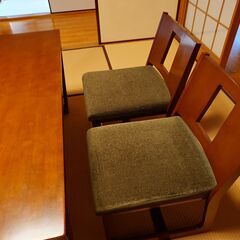 高級 和室用 ダイニング5点セット 4人掛け 120cm幅 の画像