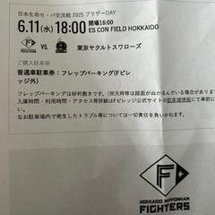 6/11エスコン駐車場チケットヤクルト戦