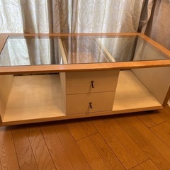 ガラス天板付きセンターテーブル/ローテーブル
