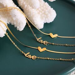 新品✨高見え2連ハート&Loveゴールドアンクレット 足元華やか💖の画像