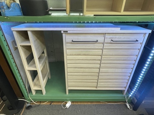 【リサイクルサービス八光】幅102.5-188㎝　佐藤産業　ラフィカ　オプションテーブル・キャビネットセット