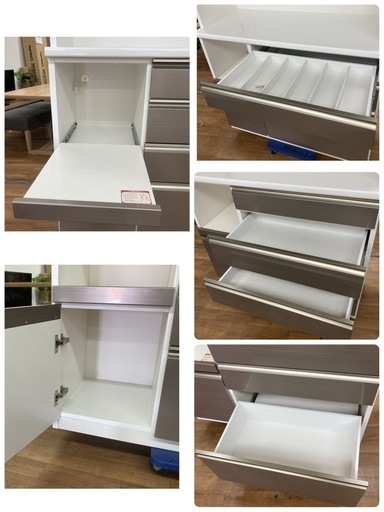 ジモティー限定価格！S088 ⭐ 最高級 松田家具 キッチンボード ラビスレンジ ステンゴールド ソフトクローズ搭載 幅118cm U
