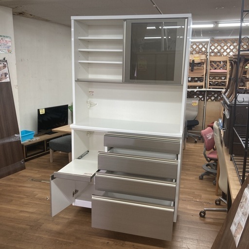 ジモティー限定価格！S088 ⭐ 最高級 松田家具 キッチンボード ラビスレンジ ステンゴールド ソフトクローズ搭載 幅118cm U