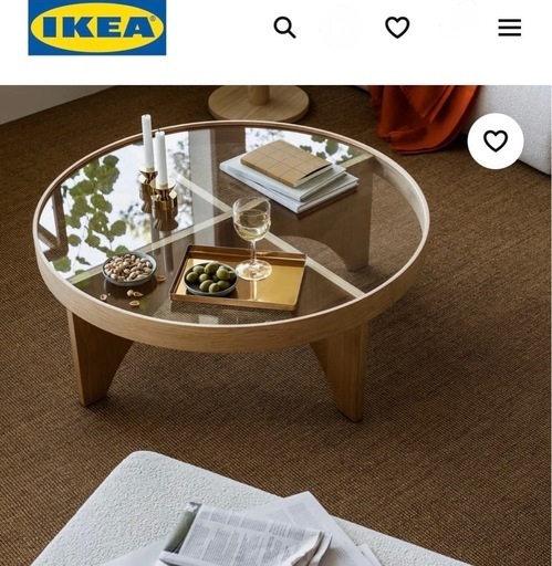 新品未開封　IKEA ストックホルム 2025 コーヒーテーブル、オーク材突き板ガラス