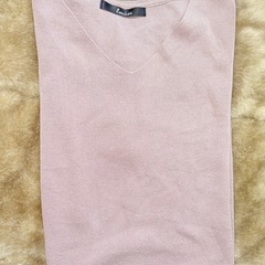 試着のみベージュ　ロングニットカットソー の画像