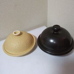 未使用長谷園 陶珍菜（小）CT-47 白と　美品蒸鍋（ブラウン）