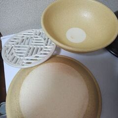 未使用長谷園 陶珍菜（小）CT-47 白と　美品蒸鍋（ブラウン）の画像