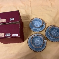 コーヒー碗皿5客セット：有田焼 文山釜 金濃牡丹 の画像
