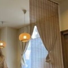 ラタン　シーリングシェードランプ　リモコン付き