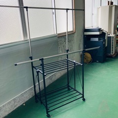 折りたたみ式 ハンガーラック　パイプハンガー　キャスター付　上下...