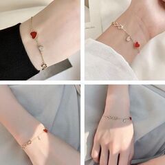 韓国/ハート/チェーンブレスレット（新品）の画像